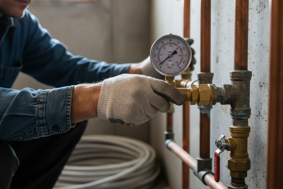 Pressure testing a repaired line during Water Line Repair in Traver